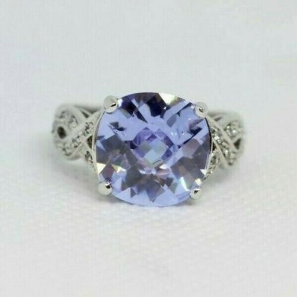 Bradford Exchange SS Blue Stone Ring - Picture 2 of 8